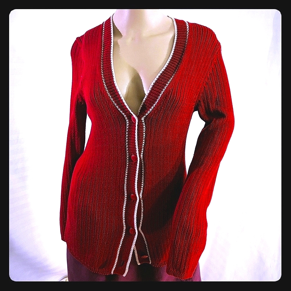 Eddie Bauer mercerized cotton button-up cardigan S